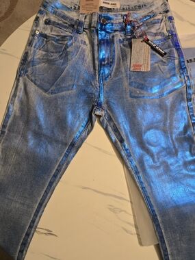 AMIRI Metallic Blue Slim Straight Men's Jeans